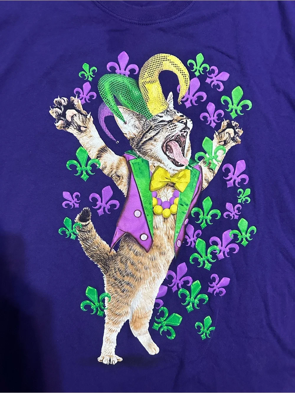 Vintage Cat Mardi Gras “triple purple” shirt 00s size medium